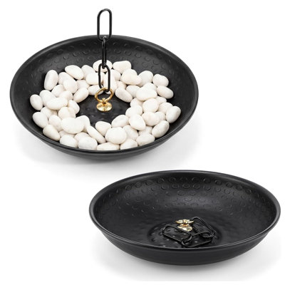 Lot de 2 bacs de récupération d'eau de pluie en aluminium martelé de 28 cm (11 pouces), bacs de collecte noirs pour descente de gouttière, bacs décoratifs pour système de drainage de toiture extérieure