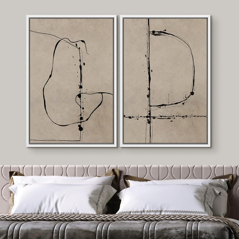 Grunge - Ensemble de 2 reproductions encadrées sur toile, Blanc, H 36 po x l 24 po