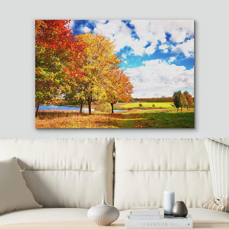 Autumn Forest Country Field Nature Wilderness - Photographie sur toile tendue, L 18 po x H 12 po
