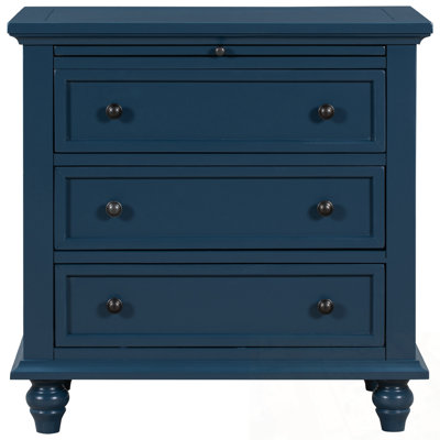 Nightstand With 3 Drawers And Sturdy Legs