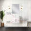 Meuble-lavabo blanc lustré 61 cm (L) x 56 cm (P) avec comptoir en quartz, miroir et robinet - Résistant aux égratignures et aux taches