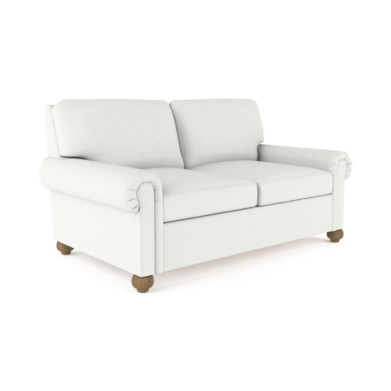 Causeuse Leroy, H 36 po x l 60 po x P 43 po, Velours moelleux blanc, Patiné