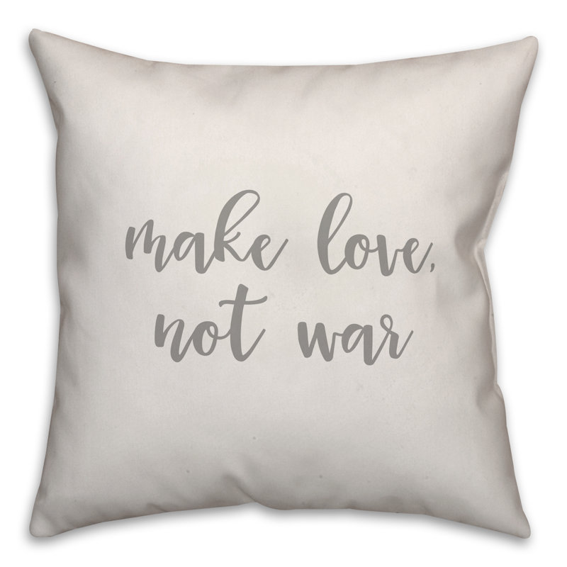  Coussin «Make Love Not War», Coussin et housse de coussin, Blanc