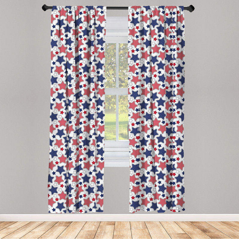 4Th of July Semi-Sheer Rod Pocket Curtain Panels, 28" x 95"