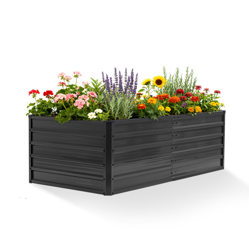 6x3x2ft Galvanized Raised Garden Bed, Rectangular Metal Planter Box, Vegetable and Flower Metal Raised Garden Bed, Black