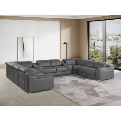 Stanwin 10 - Piece Top Grain Italian Leather Power Reclining Corner Sectional