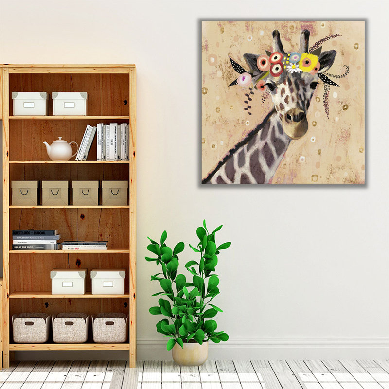 Klimt Giraffe II - reproduction d'art sur toile, H 20 po x l 20 po