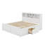 Très grand lit plateforme avec tête de lit bibliothèque et tiroirs de rangement, cadre de lit de rangement très grand en bois avec port USB-1864507907