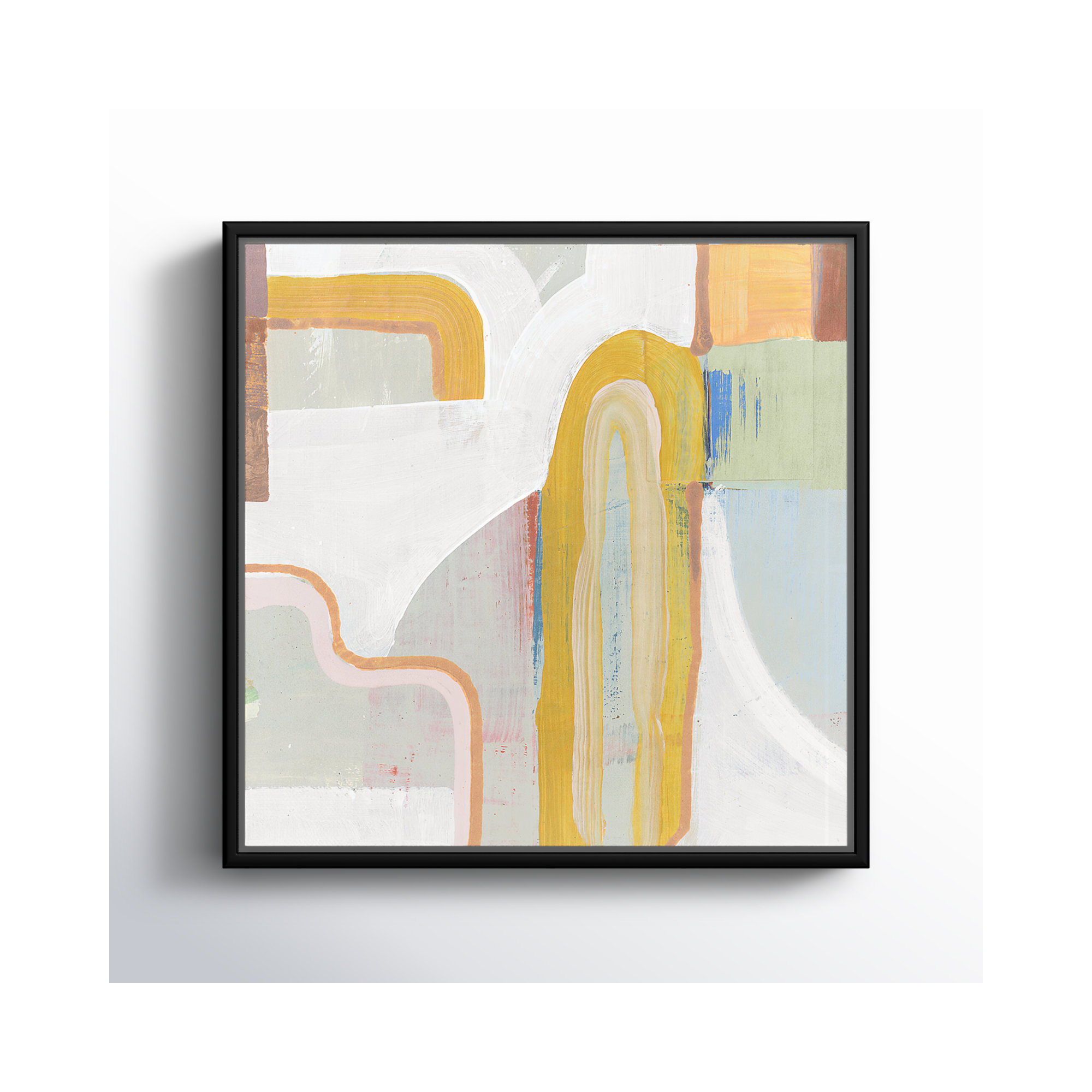 Together Again II by Cartissi - Floater Frame Painting on Canvas, 13.5" H x 13.5" W x 2" D, Black 
