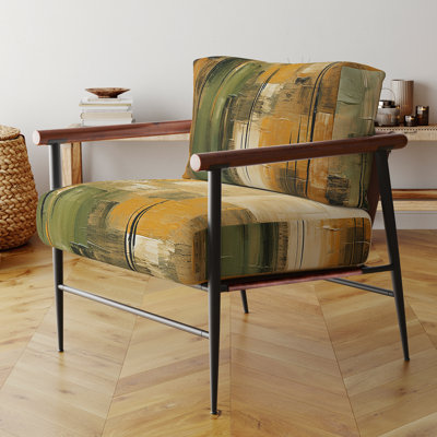 Fauteuil d'appoint décoratif en velours vert / beige Wild Essence Collage I