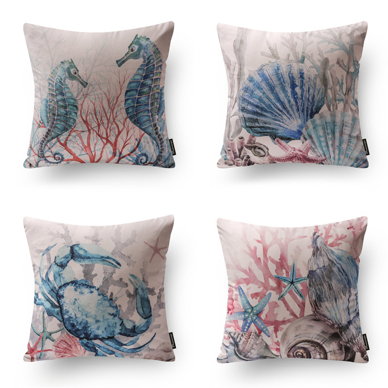 Housse et insert de coussin décoratif décoratif Design Ocean, Rose, vie marine