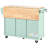 Mobile Kitchen Island Cart With Rubberwood Drop-Leaf Countertop, 3 Drawers & Cabinet Storage, 5-Wheel Rolling, Mint Green-1000622281