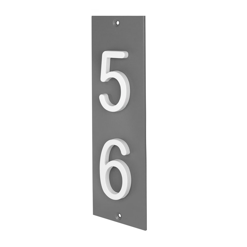 Plaque d'adresse verticale en aluminium Royal Shade, Blanc, Oui, Gris