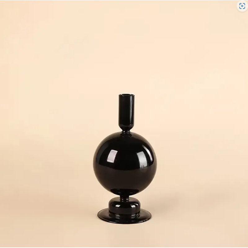 Bougeoirs larges modernes transparents noirs
