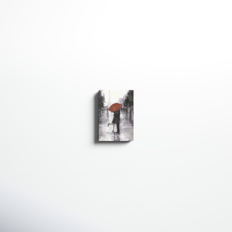 «Caught in the Rain», peinture sur toile, H 12 po x l 8 po