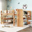 Lit mezzanine double multifonctionnel fabriqué en bois massif, avec rangement, bureau, tableau noir et espace de création, sans sommier à structure en bois, tiroirs à bibliothèque, bureau pour la danse