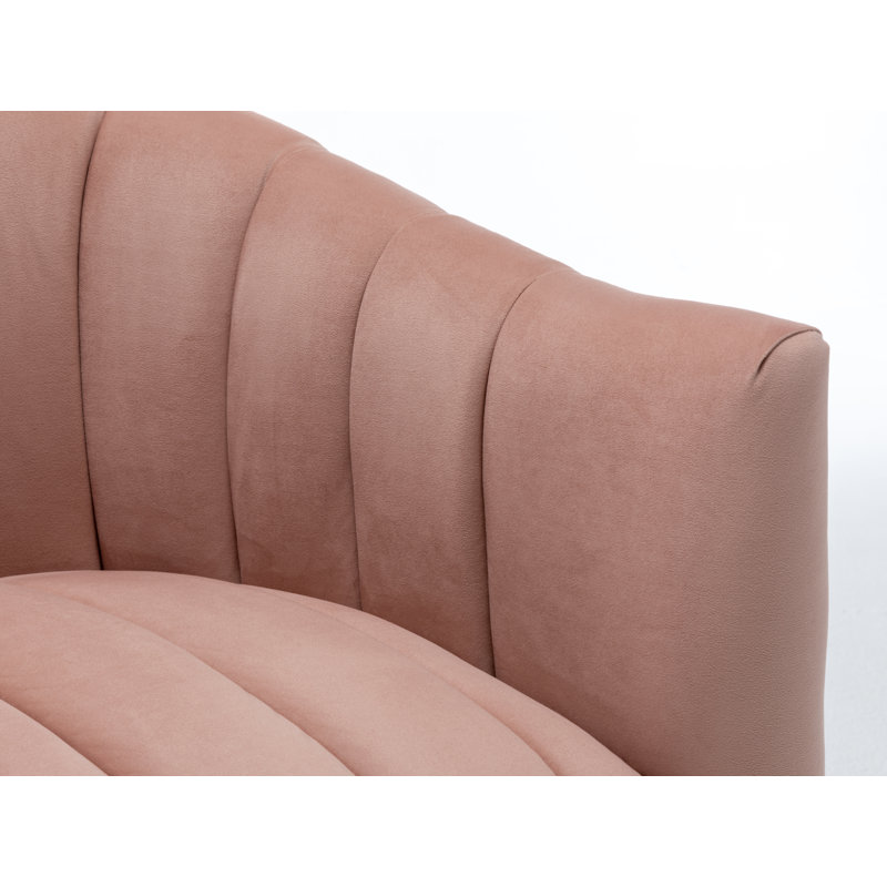 Velours capitonné large de 28 po Murrow, Velours rose, 1