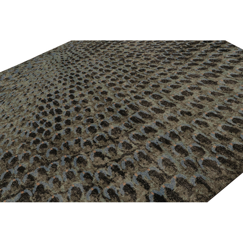 Distressed Homage Hand Knotted Wool Geometric Area Rug, Rectangle 12' x 18'