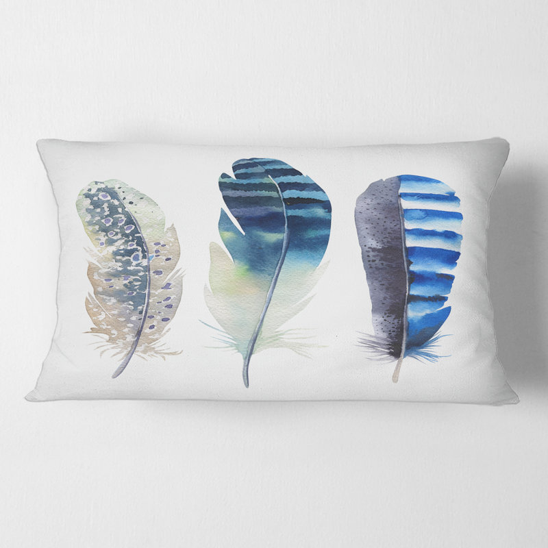 Rectangle, plumes colorées Boho I - coussin décoratif imprimé bohémien et éclectique