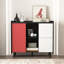 Buffet Buffet, armoire de rangement noire avec portes rouges, 2 tiroirs avec panneau unique et 2 compartiments de rangement ouverts, armoire de bar moderne pour la cuisine, la salle à manger,-245157814