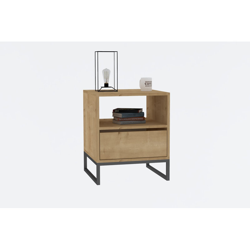 Table de chevet moderne de couleur saphir 20,1 po x 24,0 po x 20,1 po | 100% panneau de particules enduit de mélamine, épaisseur: 0,7 pouce | Conception élégante et fonctionnelle pour la chambre à coucher ou le salon, durable et élégante