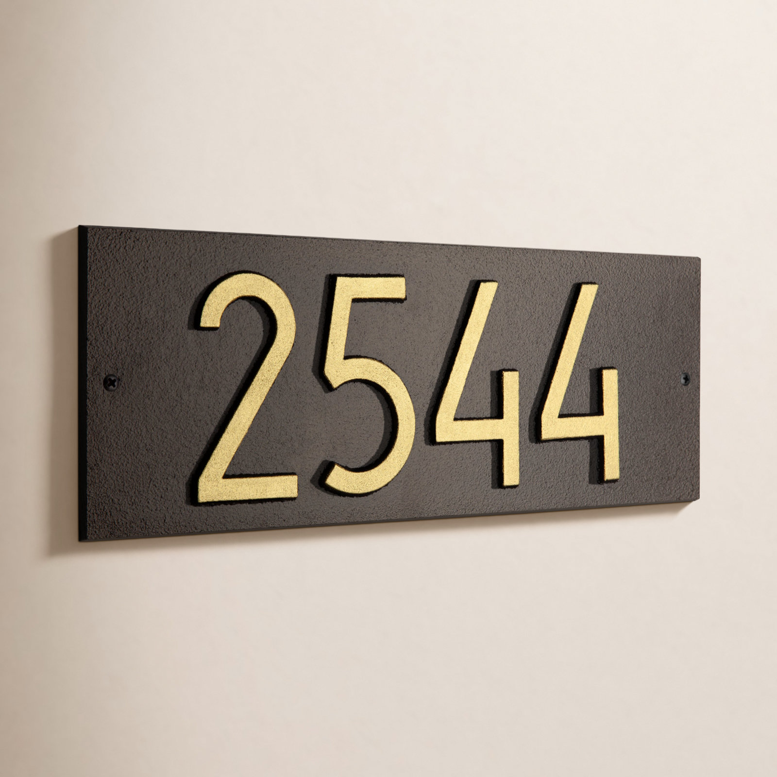 Mid-Century Modern Address Plaque, Dark Bronze, Yes