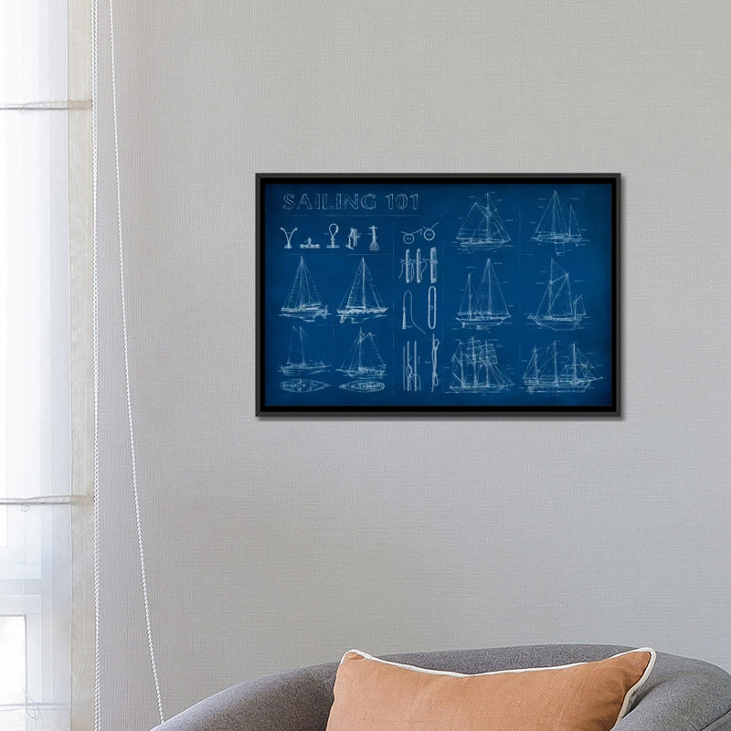 «Sailing Infograph» par Ethan Harper - impression sur toile tendue, H 18 po x l 26 po x P 1,5 po, Toile avec cadre noir