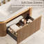 Meuble-lavabo flottant 36 po avec lavabo 36 po, meuble à grain de bois rayé 3D, capteur de lumière DEL, lavabo intégré en pierre frittée Travertine-1801104542