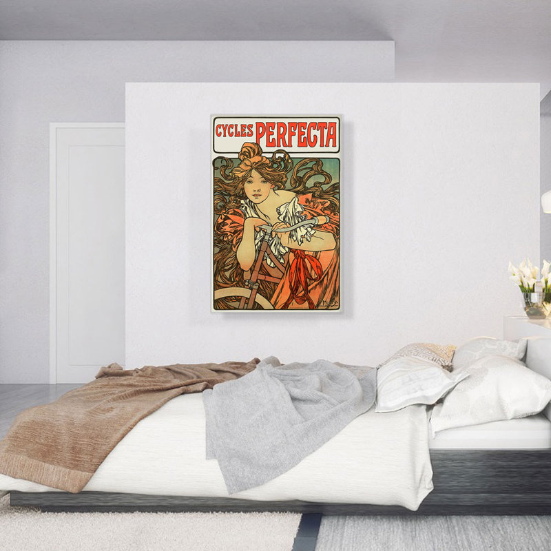 Cycles Perfecta 1902 par Alphonse Mucha - impression sur toile tendue, H 40 po x l 26 po x P 1,5 po