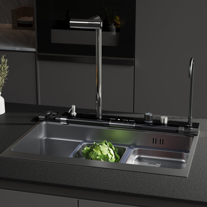 Multifunctional stainless steel sink - 29.6" extra-large double bowl design, practical for the kitchen
