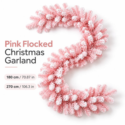 9FT Artificial Christmas Garland, Glitter Tinsel PVC Holiday Garland for Mantel, Staircase, Fireplace & Front Door