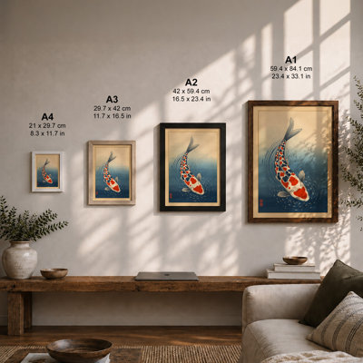 Koi in Motion Japandi - Framed Print
