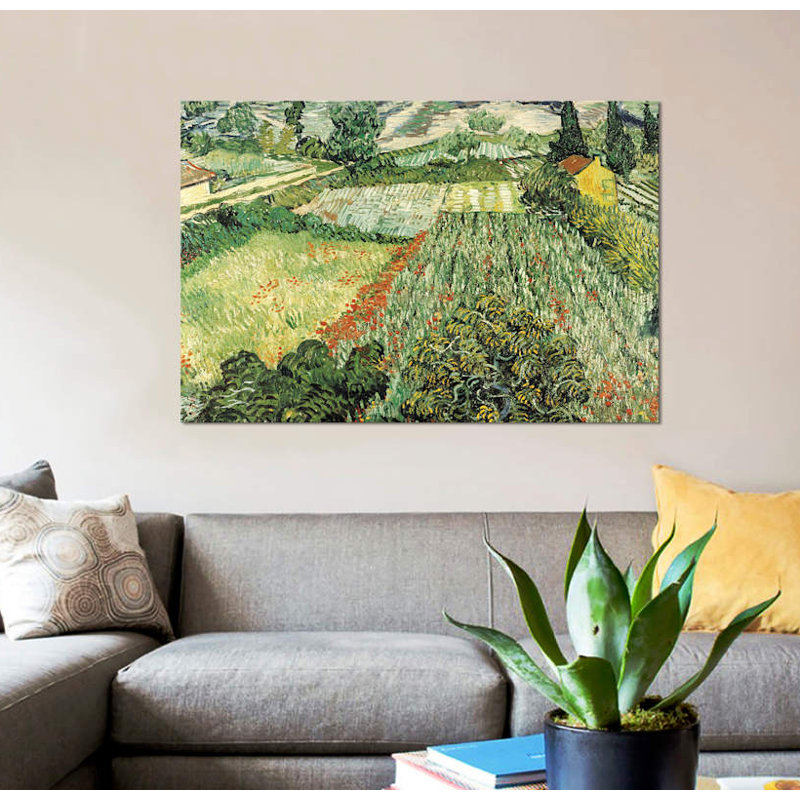 « feld mit mohnblumen » par vincent van gogh, impression sur toile, H 26 po x l 40 po x P 1,5 po, Toile tendue, Pas de tapis