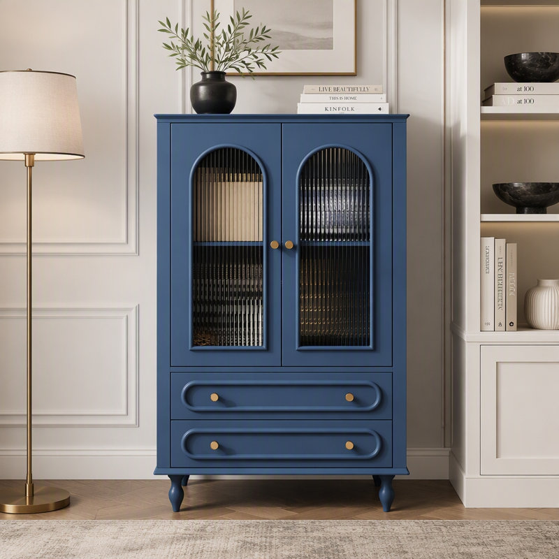 Vitrine 46,5 pouces pour salle à manger, Bleu