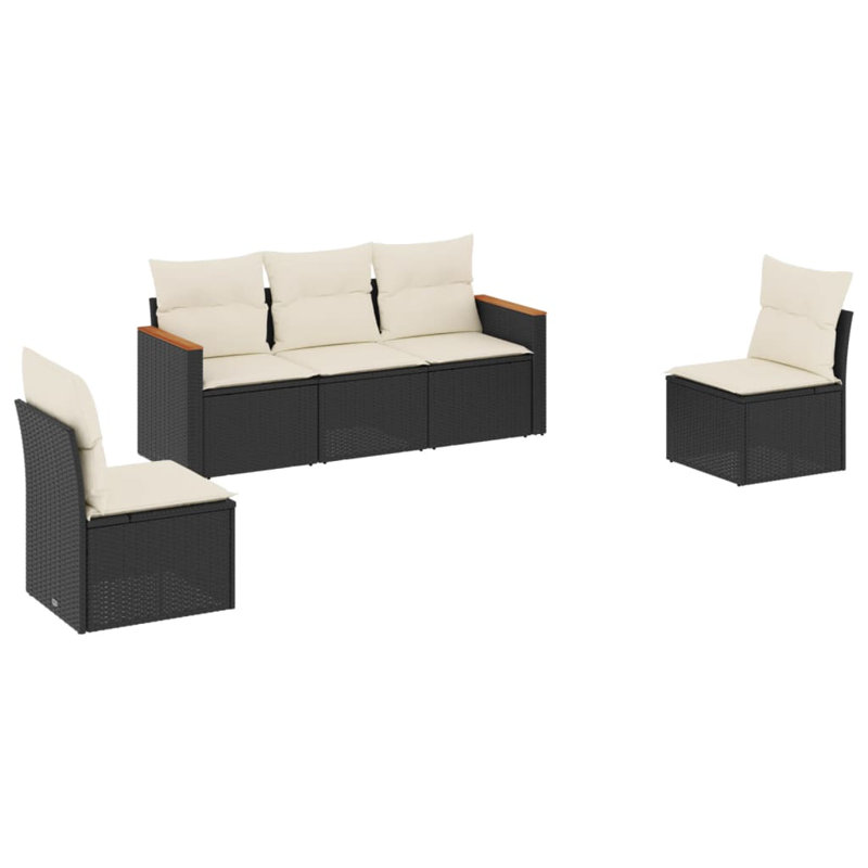 Ensemble de canapé de jardin Vidaxl noir, blanc crème