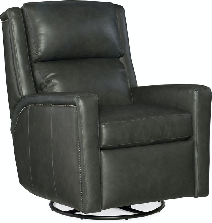 Norman Recliner, Aline Light Gray Stonewash Genuine Leather, #9 Antique, Push Back