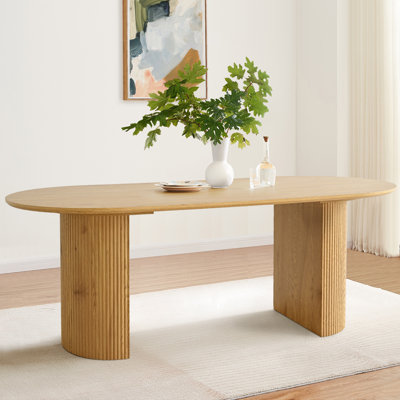 Anirudha 79"  Oval Wood Double Pedestal Base Dining Tables