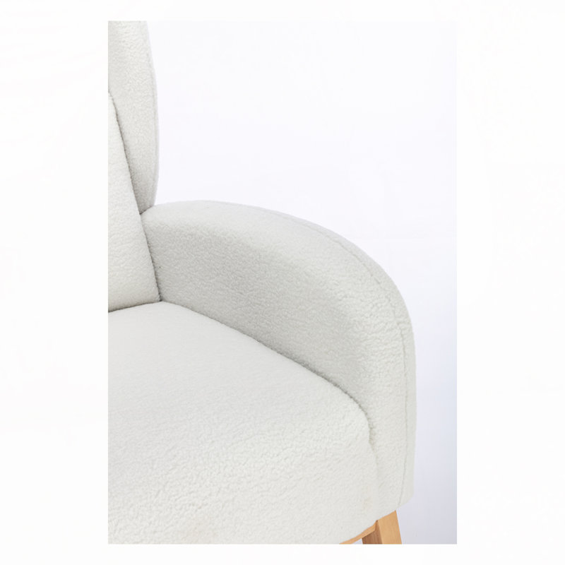 Chaise berçante rembourrée en tissu Teha Teddy, Ivoire ivoire