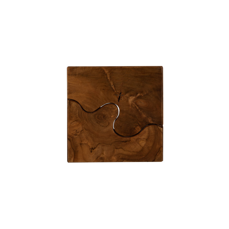 Teak Chunk Square Accent Stool
