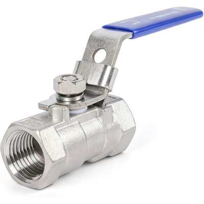 Robinet à bille 1 pièce en acier inoxydable 1 port robuste 1 pièce avec poignée de verrouillage en vinyle bleu, 1000 WOG