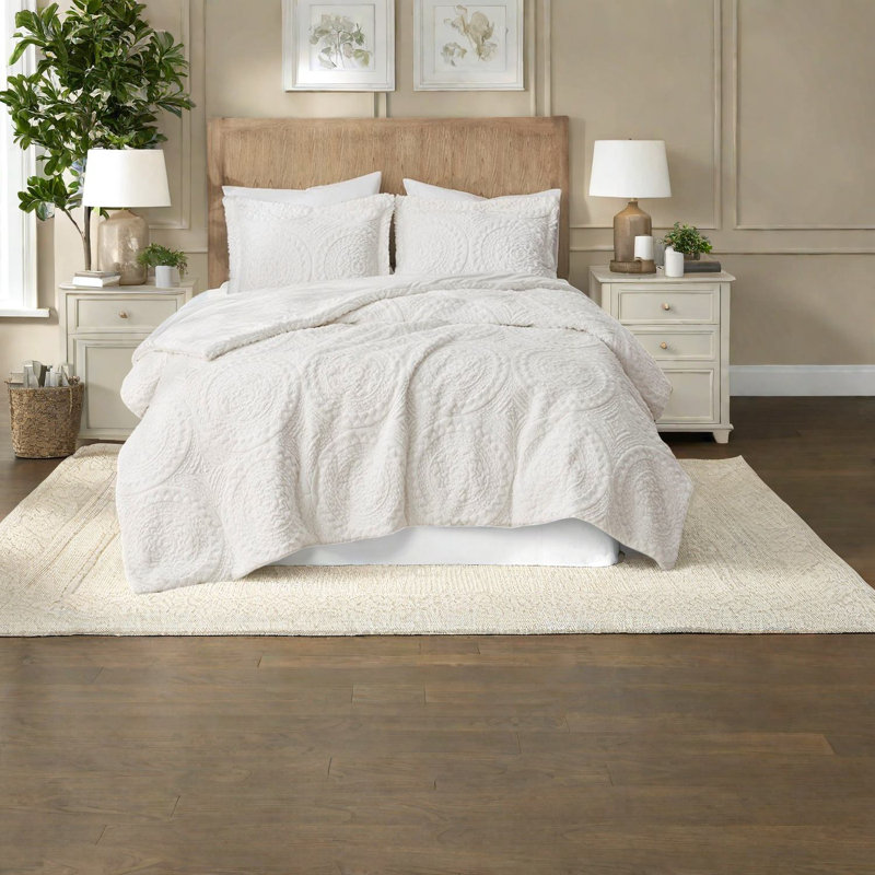 Ensemble de literie en fausse fourrure ivoire ultra moelleux, confort hypoallergénique et style moderne