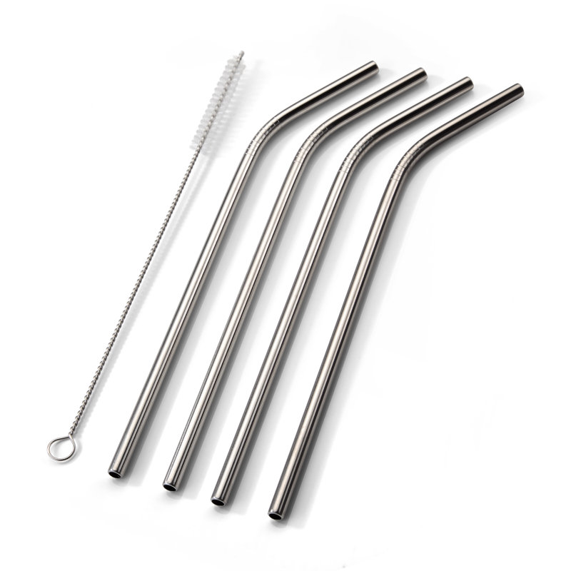Ensemble de pailles courbées en acier inoxydable 6 pièces Anngie