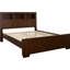 Lit très grand Eastern en finition cappuccino avec bibliothèque de rangement à DEL et tête de lit pratique - tablettes pour l'ambiance de la chambre à coucher