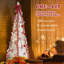 Arbre de Noël escamotable de 6 pi entièrement décoré, arbre de Noël illuminé - idéal pour la décoration des Fêtes à la maison / bureau / magasin, 100 Leds blanc chaud (8 modes), assemblage escamotable sans effort et rangement compact