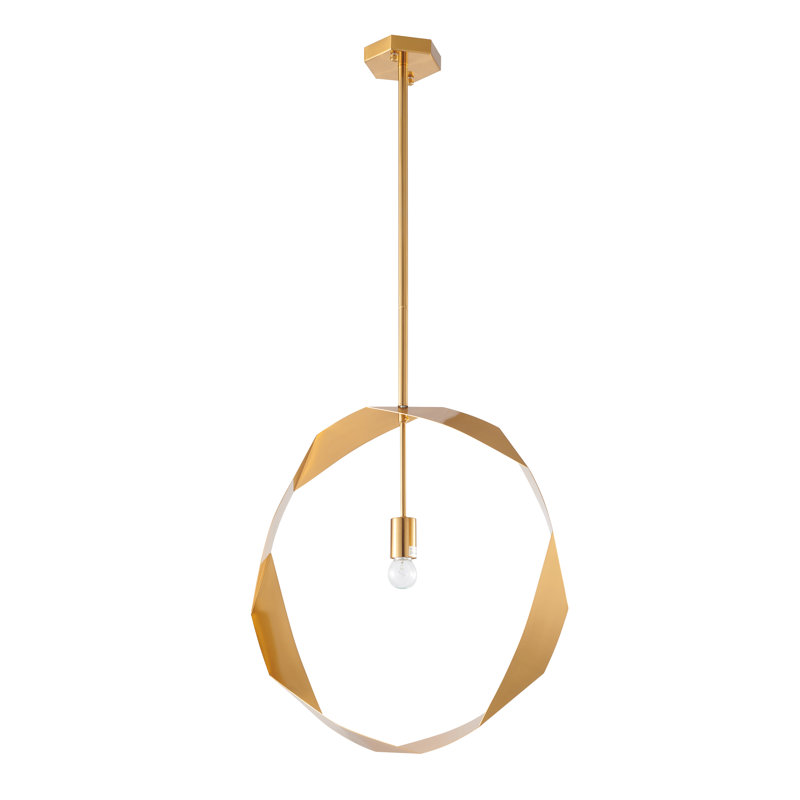 1-Light Antique Brass Twisted Ring Pendant, Antique Brass
