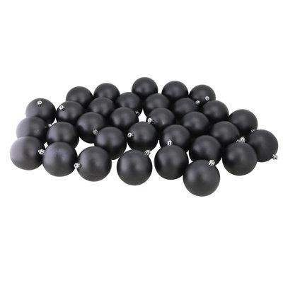 Ornements de boule de Noël 32ct noir mat incassable 3,25 po (80 mm)