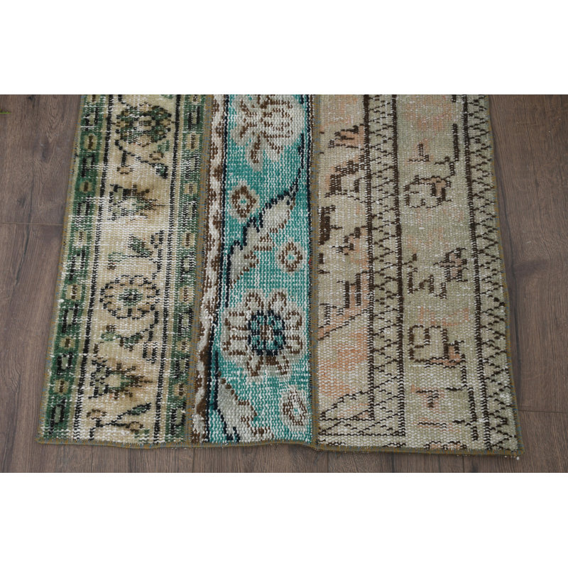 Tapis beige en laine Vintage Patchwork 26,8 x 39,4 po