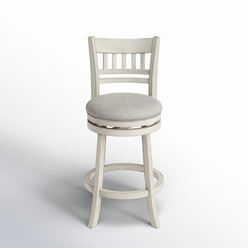 Tabouret de bar et de comptoir pivotant Amerah, Lin gris, Tabouret de comptoir (hauteur du siège de 24,37 p, Antique White