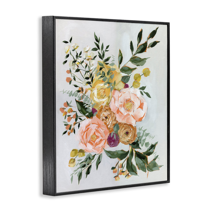 Giclée encadrée de fleurs brossées, conception par Annie Quigley, H 20 po x l 16 po, Giclée encadrée noir minuit
