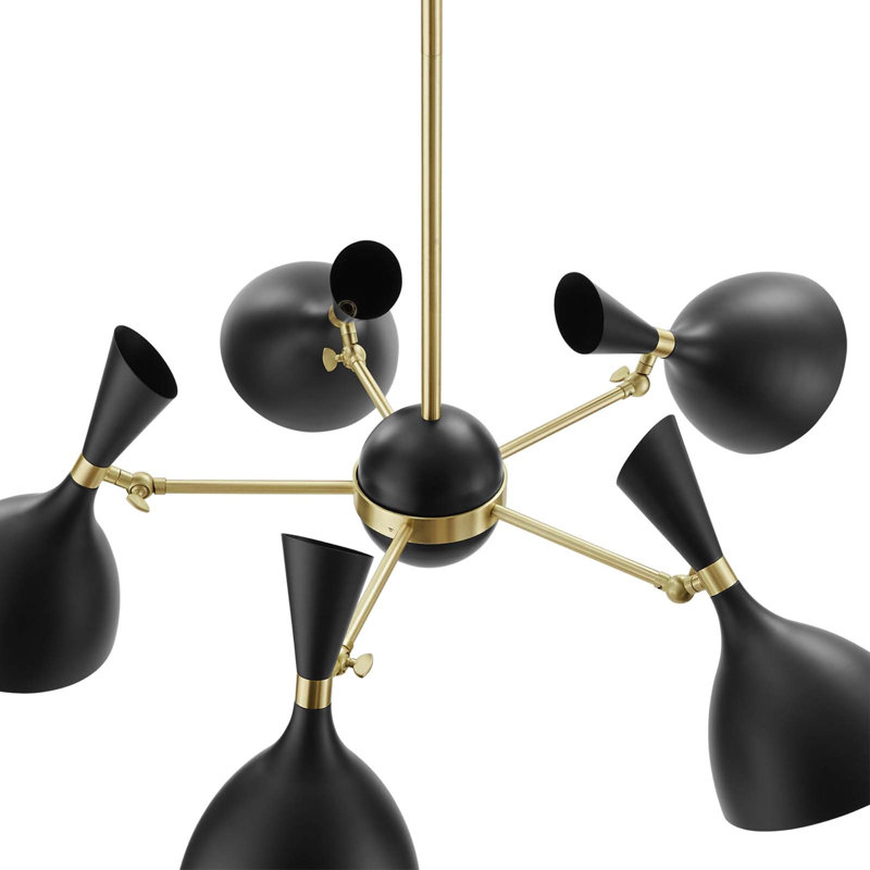 Modway Declare 5-Light 6" Arm Pendant, Black